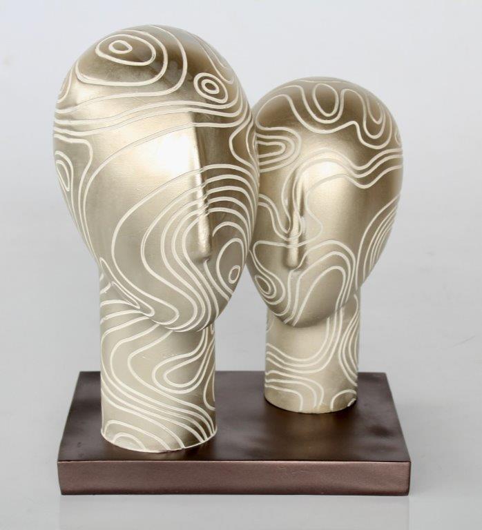 2 SILVER HEADS ON STAND  35X25X26CM